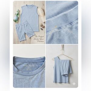 Harmony Balance SZ M Light Blue Women's oversized tank and Bike Shorts